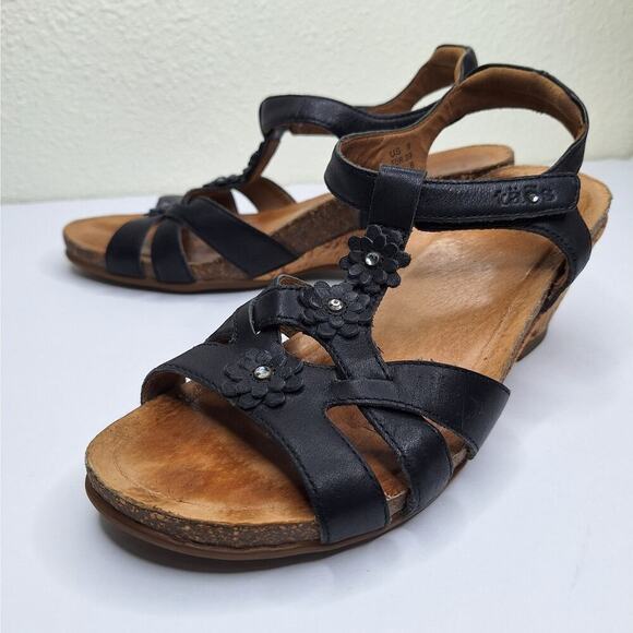 Taos Strappy Sandals Wedge 39 UK 6 US 9 Leather Comfort Cork Floral Rhinestone - Picture 14 of 14